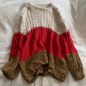 Mango chunky knit Colorblock sweater